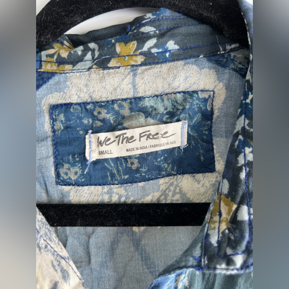 Free People Flower Patch Floral Button Down Top in Indigo Combo - Picture 5 of 6